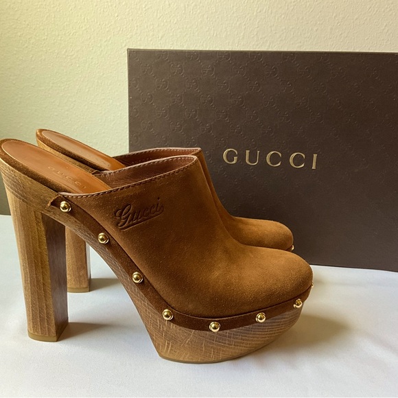 Gucci Suede Clogs - Picture 1 of 10